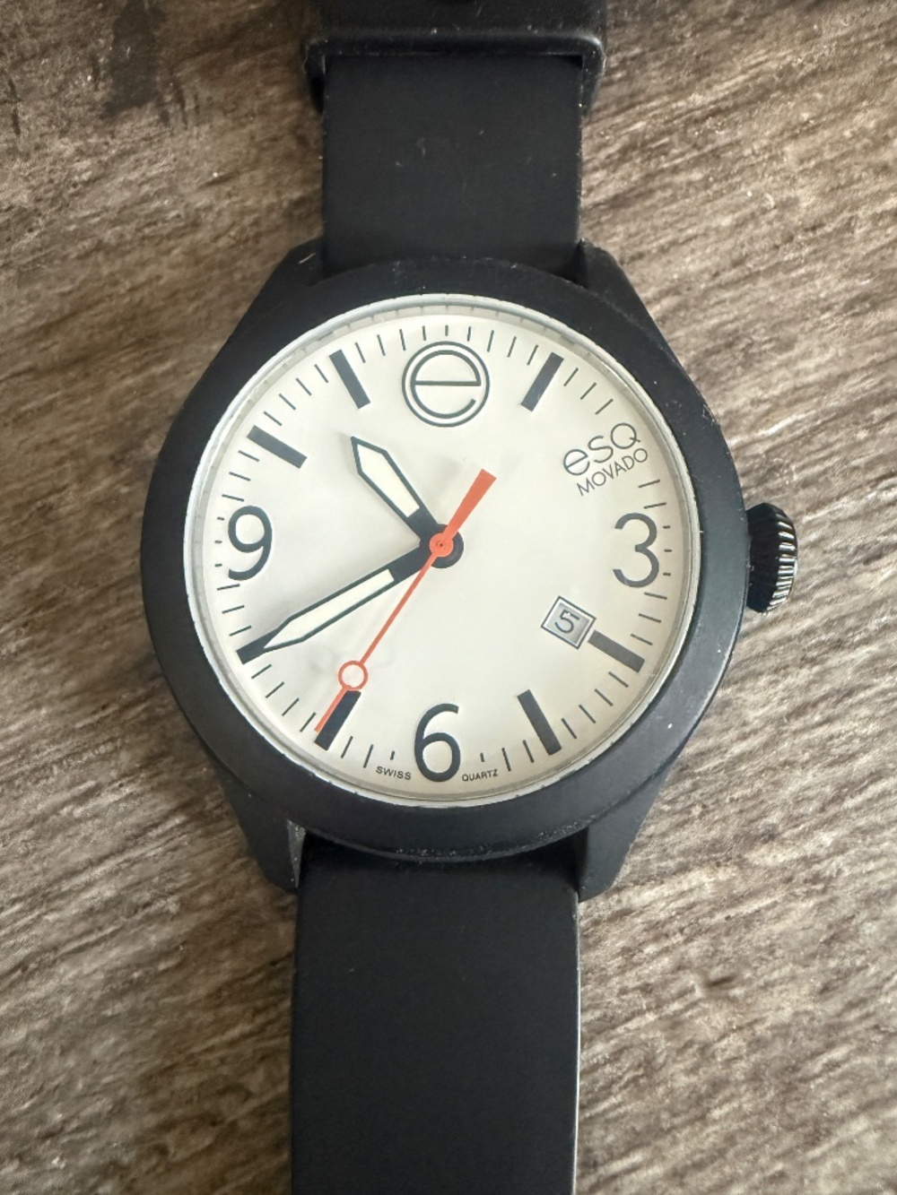 ESQ One Black Strap Watch with White Dial
